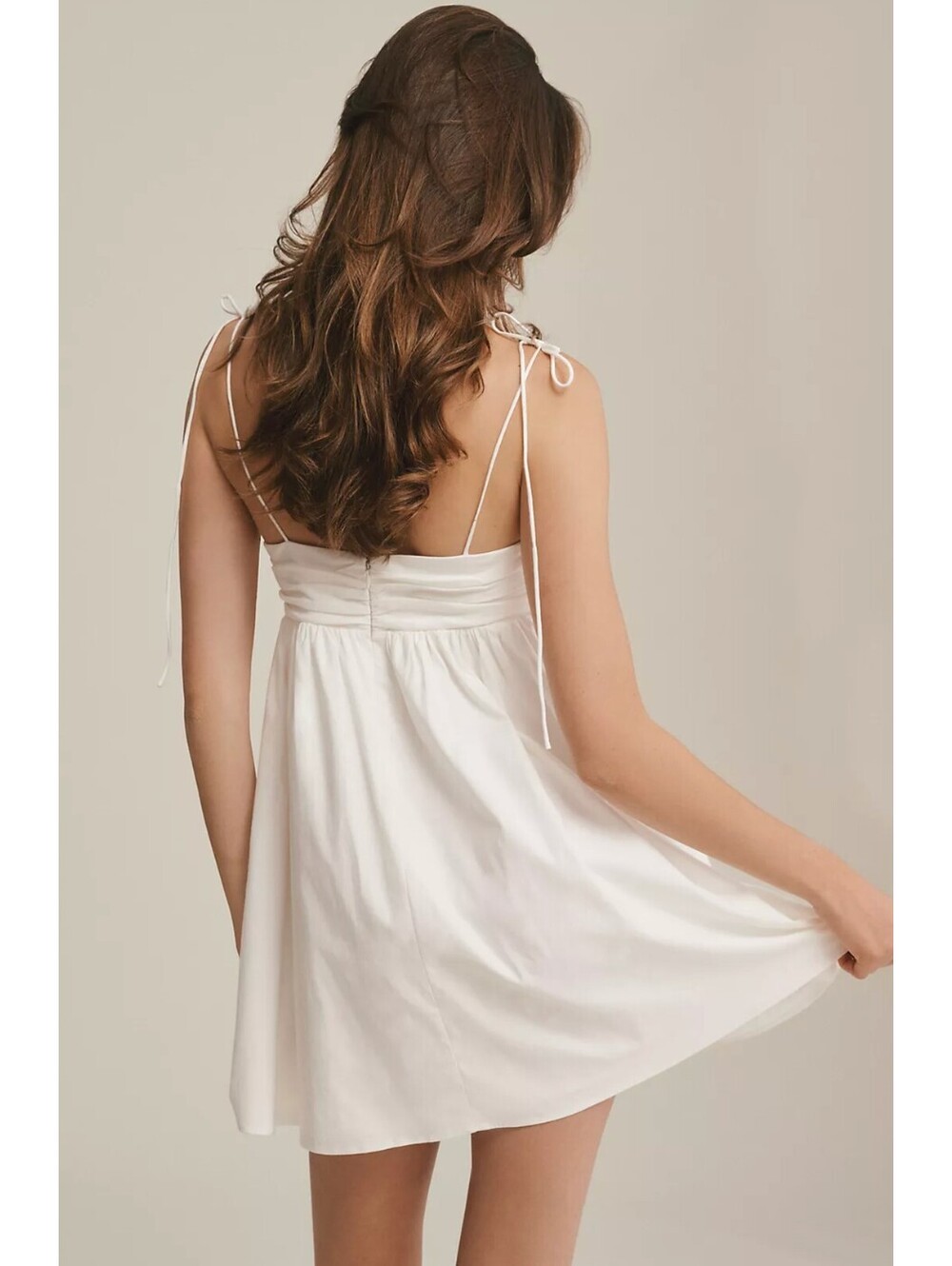 Reformation Catarina Dress White Mini Babydoll Poplin Tie Strap Dress Size 6 NWT - Picture 5 of 13